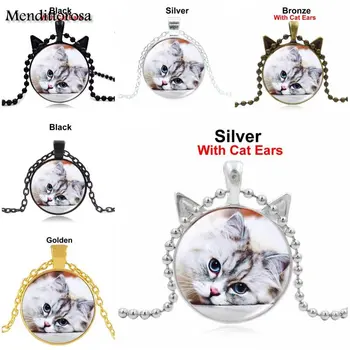 Mendittorosa Mačka Tvár Značky Sklo Cabochon Náhrdelník Šperky, Šperky, Darček Pre Jej Náhrdelník