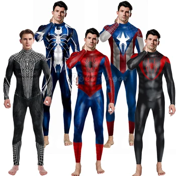 Kapitán Amerika Kombinézach Spiderman Halloween Kostýmy Pre Dospelých Tobey Maguire Cosplay Superhrdina Č Ceste Domov Železa Spider Zentai Oblek
