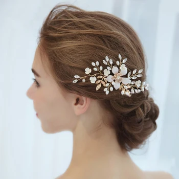 Drahokamu Pearl Flower Vlasy Prečesať Vlasy, Šperky Elegantné Nevesta Svadobné Doplnky Ženy Krásne Vlasy, Šperky, Dekorácie