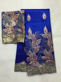 2018 Nový Príchod !! Modrá Afriky George Čipky Textílie S Netto Blúzka Čipky Nigéria Výšivky Svadobné Tkaniny Pre Indiu Ženy
