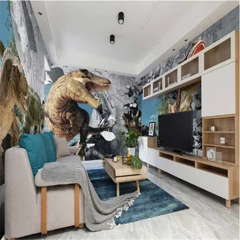 Moderné Spálne Tapety Minimalistický 3D nástenná maľba tapety pre deti izba Dinosaura detskej izby Papier Pozadí Steny Domova
