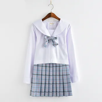Japonský Námorník Oblek Pre Ženy Školy Námorník Jednotné Biele Tričko Pliad Skladaná Sukňa dlhá Kawaii Cosplay Štúdia Dievčatá Oblek