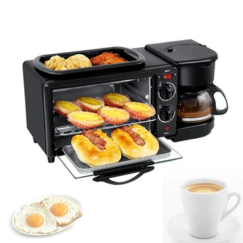 HL-9LI 3 V 1 Elektrické Raňajky Stroj Multifunkčné kávovar panvica mini rúra domácnosti chlieb pizza pec na panvicu