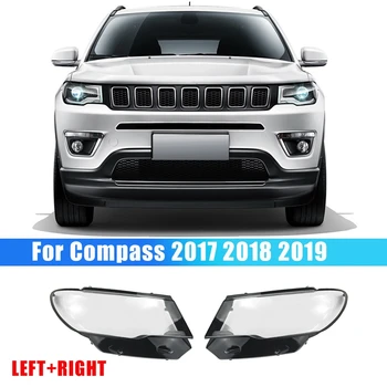 1 Dvojica L+R pre Jeep Compass 2017 2018 2019 Auto Svetlometu Objektív Kryt Svetlometu Tienidlo Lampy Priehľadné Predné Svetlo Shell