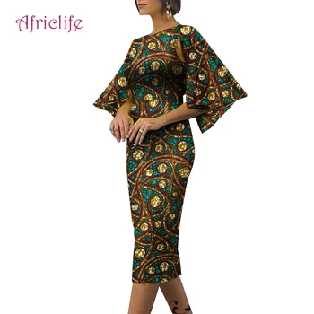 Africkej Ženy Sukne Plášť Rukáv Oblečenia pre Elegantné Lady Krytu Koleno Dĺžke Šiat WY5868