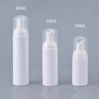 12 X 30 ml 50 ML 80ML Cestovné Puzdra Facial Cleanser PET Biele Tekuté Mydlo, Pena Fľaša s Bielym Foamer Čerpadla
