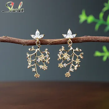 Jedinečný Leaf Náušnice Pre Ženy Zirconia Kórejský Módne Šperky Acessories Veľkoobchod S925 Pin Vysokej Kvality