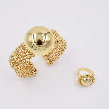 Vysoká Kvalita Ltaly 750 Zlatá farba Šperky Set Pre Ženy, afriky korálky jewlery módny náramok ringjewelry