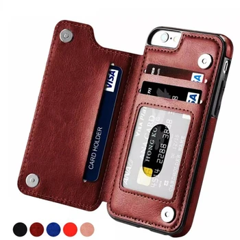 Peňaženky, Kožené puzdro Pre iPhone 13 12 Mini Flip 11 Pro XR XS Max X 6 6 7 8 Plus 5 5s SE 2020 2022 Sloty pre Karty Šok Kryt