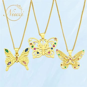 Roztomilý Tvorivé Žien Motýľ Náhrdelník Nezvyčajné Osobné Motýle Farebné Crystal Prívesok Náhrdelníky Trend Dievčatá Šperky