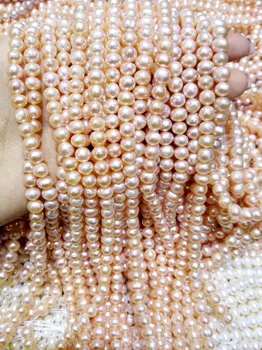 Jeden Pramene Skutočnou Perlou 6-7mm ružovými orange Perly Prírodné Sladkovodné Perly voľné korálky 35 cm 15