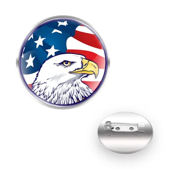 Vysoká Kvalita Americkej Vlajky Eagle Brošne Na Oblečenie Taška Dekorácie Golier Pin Sklenenou Kupolou Ženy Muži Šperky Darček