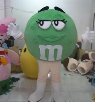 Funny Green M M BeanM&M Čokoládové Farby Fazuľa Maskot Kostým pre Dospelých Veľkosť strany, chôdza cartoon Kostým Maskota