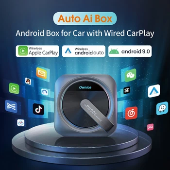 Ownice A3 Bezdrôtový Mini CarPlay Ai Box Qualcomm SDM450 Android Auto 4G+64 G pre Netflix Audi Benz Mazda Toyota Spotify 4G LTE GPS