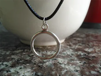 Darček geometrie duté okrúhle kruhu prívesok Náhrdelník Otvorený Kruh Osnovy lásku, šťastie večnosti karma kruhu kožený náhrdelník šperky