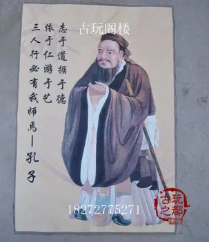 Čínsky zber Thangka výšivky Konfucius diagram