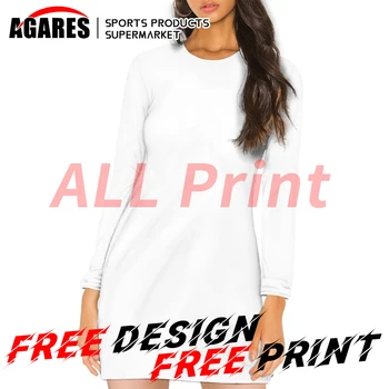 Ženy 2022 Nové Voľné Šaty Jar Dlhý Rukáv Bežné T-Shirts 3D Tlač Vlastné Logo Všetky Návrhu Tlače DIY Free Design