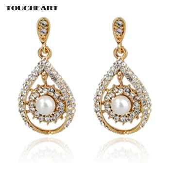 TOUCHEART Zlato Darčeky Značky Veľké Náušnice, Módne Šperky Pre Ženy Vintage Crystal Simulované Pearl Vyhlásenie Náušnice SER140236