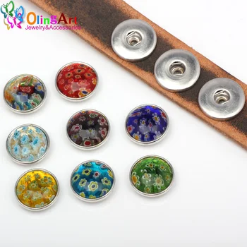 OlingArt 16 mm Sklo Tisíc kvetov kameň 12pcs / veľa krúžok semi-circular ploché candy farebné zmiešané farby DIY šperky robiť NOVÉ
