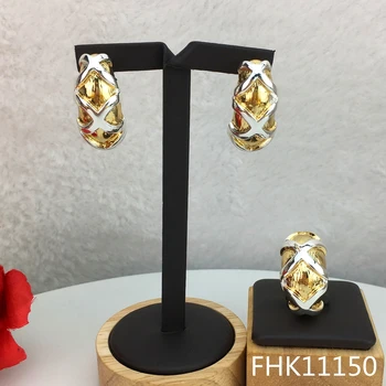Yuminglai FHK11055 ruskej Elegantný Klasický Dizajn Trendy2pcs Luxusné Šperky, Náušnice, Sety & Krúžok Goldplate Šperky