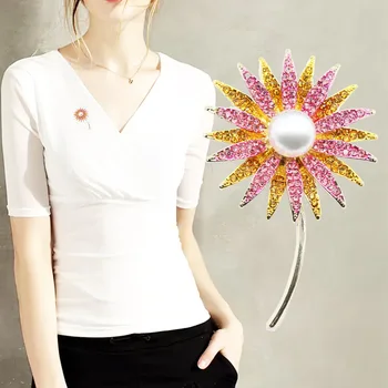 Slnečnica Brošňa kórejský Hot Štýl Móda High-end Sun Flower Corsage Dámy Módne Dámske Oblečenie