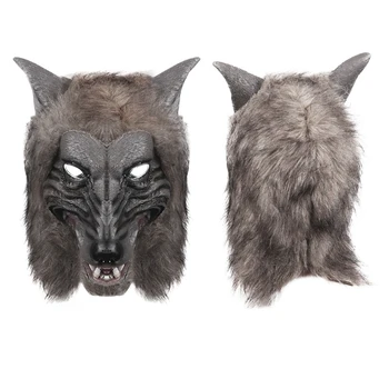 Strašidelný Dospelých Pokrývku Hlavy Maska Realistické Zvierat Vlk Cosplay Pokrývky Hlavy Prop