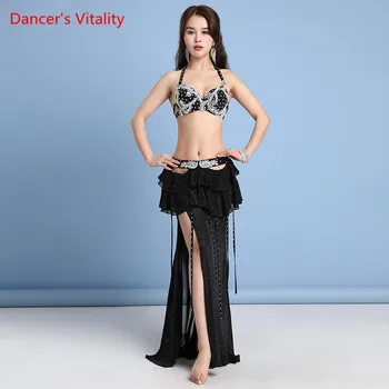 Brušný Tanec Vyhovovali Diamond Korálkové Podprsenka Flitrami Sukne Výkon Oblečenie Nastaviť Dospelé Samice Orientálna Dancewear Súťaže Oblečenie