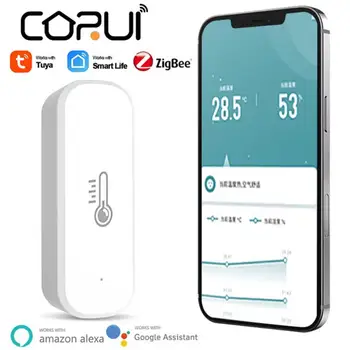 CORUI Tuya Smart ZigBee Teplota A Vlhkosť, Senzor Smart Home Security Zariadenie Smart Život Alexa Domovská stránka Google App Control
