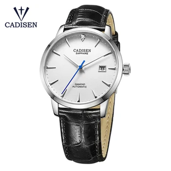 CADISEN C8097 Pánske Hodinky Automatické Mechanické Náramkové hodinky MIYOTA 9015 Luxusné Real Diamant Hodinky Mužov Zakrivené Zafírové Sklo Hodiny