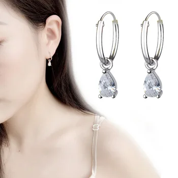 100% 925 Sterling Silver Crystal Kúzlo Stud Náušnice Pre Ženy 2020 Svadobné Šperky Zabrániť Alergikov boucle d'oreille pendientes