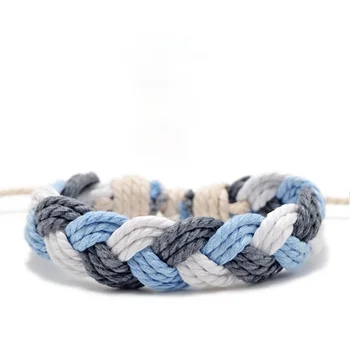 2021 Nové módne ručne tkané jednoduchý náramok originál bavlny a ľanu pletené lano ruke lano