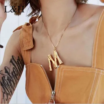 L&H 2019 Jeseň Fashion preháňania Vyhlásenie Zlatá Farba s Dlhým Reťazcom Choker Náhrdelník Prívesok Pre Ženy Šperky Drop Shipping