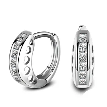 Nový Príchod 925 Silver Needle Láska Srdce Tvar Stud Náušnice Pre Ženy Jasné Cubic Zirconia Crystal Módne Šperky