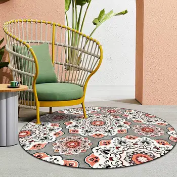 Móda národnej štýl big flower sivá obývacia izba, spálňa visí kôš stoličky kruhové mat koberec prispôsobenie