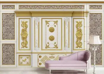 3d foto tapety vlastné nástenné Európskej luxusné zlaté vyryté mäkká taška maľovanie domova tapety na steny 3d obývacia izba
