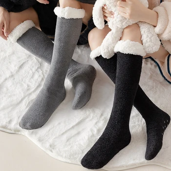 V Zime Teplé Coral Fleece Tepelnej Ponožky Pre Ženy Kolená Vysoké Vianočné Ponožky Pevné Zahustiť Plyšové Spánku Ponožky Pančuchy Foor Ponožky