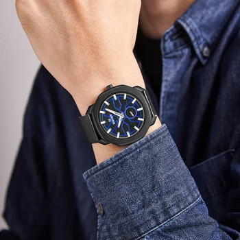 SVIŠŤANIE Relogio Masculino Business Quartz Mužov Náramkové hodinky Modrá Dial Námestí Case Black PVD Prípade Japonska Batérie horné Pásmo Luxus