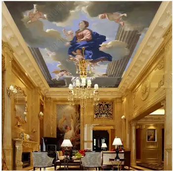 vlastné foto 3d strop, nástenné maľby, tapety Európskej little angel Panny cloud izba dekor 3d nástenné maľby, tapety na steny, 3 d