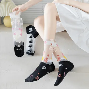 Japonský Štýl Ružová Sakura Roztomilé Ponožky Žena Módne Letné Obyčajné Ponožky Dievča Krátke Ponožky Bavlna Transparentné Ponožky Nadácie