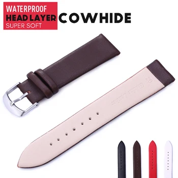 Ultratenké Cowhide Kapela Reálne pravej Kože Watchband Super Mäkké Business Náramkové hodinky Remienok Príslušenstvo Pre Mužov, Ženy, 8mm-22 mm