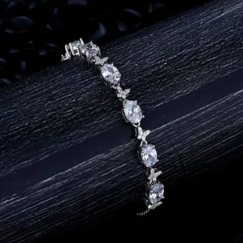 Móda 925 Sterling Silver Náramok Vytvorený Vysokým Počtom Atómov Uhlíka Diamant, Drahokam Strany Kúzlo Náramky Pre Ženy Náramok Jemné Šperky