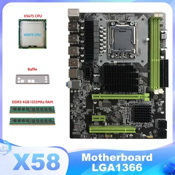 HOT-X58 Doske LGA1366 základnej Doske Počítača Podporu RX Grafická Karta S X5675 CPU+2XDDR3 4GB 1333Mhz RAM Pamäť