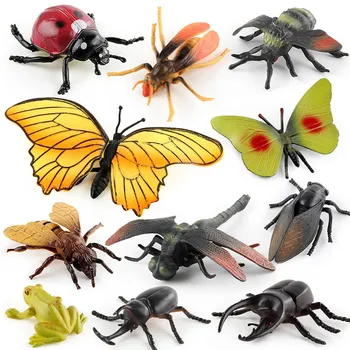 Hmyzu Modely Simulačné Stag Chrobák Spider včiel medonosných Lady chrobák Mantis Motýľ PVC Modely Zvierat Dekorácie Figúrka hračky