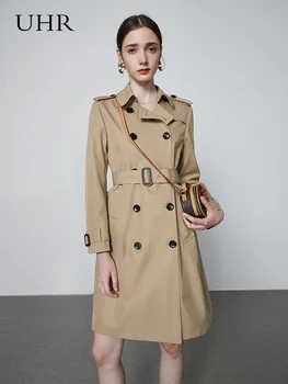 Khaki windbreaker žien v strednom a dlhodobom 2021 nové malé temperament British jesenné a zimné kabát tenký kabát