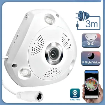 V380 5MP Fisheye VR Dohľad, WiFi, Kamera 360 VR Panorámy Bezdrôtové IP Kamery Home Security Video Baby Monitor CCTV Kamery Hot