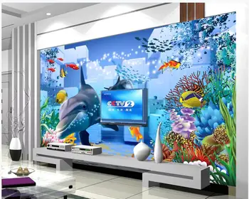 Vlastné foto tapety na steny 3 d nástenné maľby Stredomoria Dolphin nástenné maľby v Pozadí na stenu lístkov pre obývacej miestnosti dekorácie
