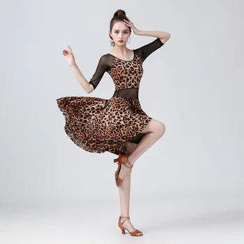 2020 Sexy Dámy latinské Tanečné Šaty Leopard šaty, Kostým Sexy Oka Spojov Leopard Profesionálna tanečná Sála Oblečenia, Tango Samba