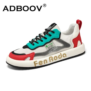 ADBOOV Skateboard Pánske Topánky Farebné Zodpovedajúce Dizajn Patchwork Priedušná Textílie Muž Bežné Tenisky, Topánky