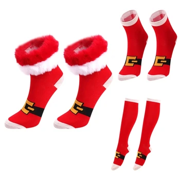 Dámske Vianočné Ponožky s Umelú Kožušinu Putá Dovolenku Vianočnou Novinkou Farebné Kreslené Vzory Kolená Vysoké Ponožky pančuchový tovar