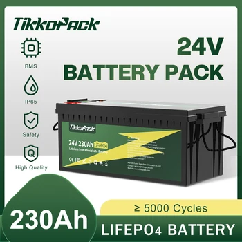 TIKKOPACK 24V 230Ah LiFePO4 Batérie Triedy cele S Smart BMS 8S 200A 100% Kapacity 25.6 V 5KWh Pre Golf Cart Solárneho Systému